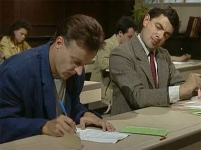 Mr Bean Copying Test School